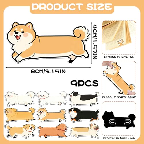 Cute Magnetic Bookmarks Gifts - 9 Pcs Funny Dog Animals Bookmark - style: Dog