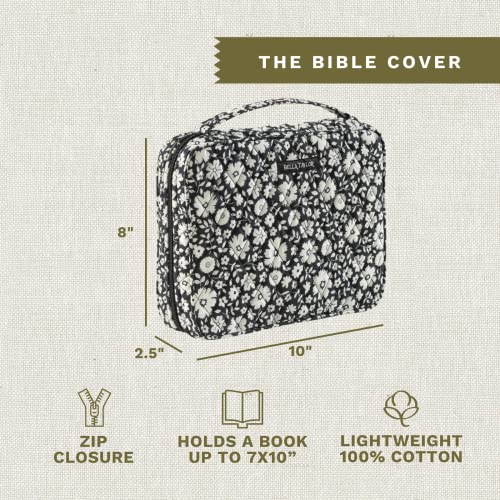 Bella Taylor Bible Cover, Quilted Bible Case, Bicolor Floral Black - color: Bicolor Floral Black, size: Large