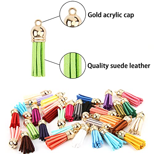 CCINEE 160PCS Keychain Tassel,Leather Tassel Charms Pendants Bulk for Craft Jewelry Making Bracelet Earrings,32 Colors