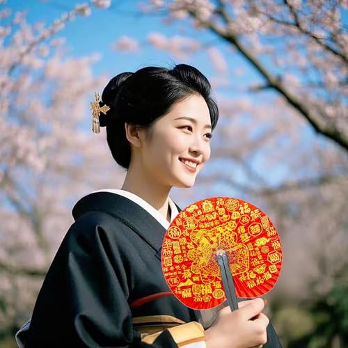 10 Pieces Chinese Dragon and Phoenix Paper Fans - color: Chinese Dragon and Phoenix, size: 10 PCS
