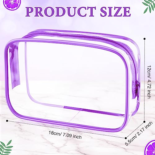 Weewooday 12 Pcs Clear Cosmetic Bags PVC Zipper,Medium,Purple - color: Purple, size: Medium