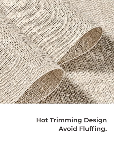 Leetaltree Woven Vinyl Beige Placemats Set of 6 - Linen Look & Easy to Clean - color: Beige, size: Set of 6