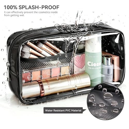 WLLWOO 2pcs Clear Makeup Bag Mini Cosmetic Pouch Travel Toiletry Organizer - color: 2pcs-Black