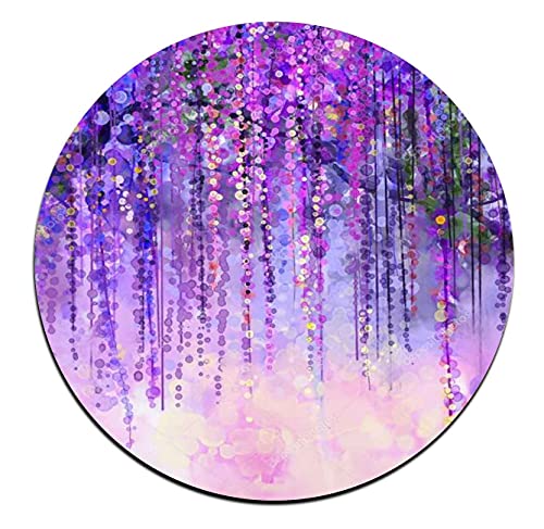 Colorful Watercolor Flowers Round Coaster Set of 4-Made of Recycled Rubber - color: Colorful Watercolor Flowers