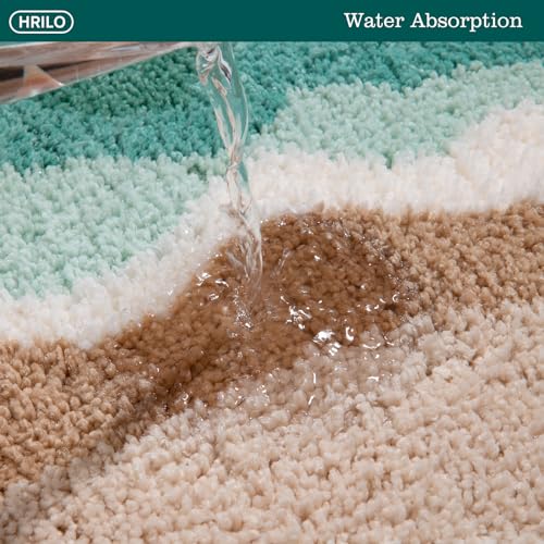 Microfiber Bathroom Rugs, Absorbent Soft Shaggy Carpet Floor Mats for Shower Tub Sink Toilet, Non-Slip Plush Carpet Floor Mats for Living Room Bedroom Kitchen ，Green，24 X 16 Inches - color: Green, size: 1'4" x 1'11" (24″x16″)