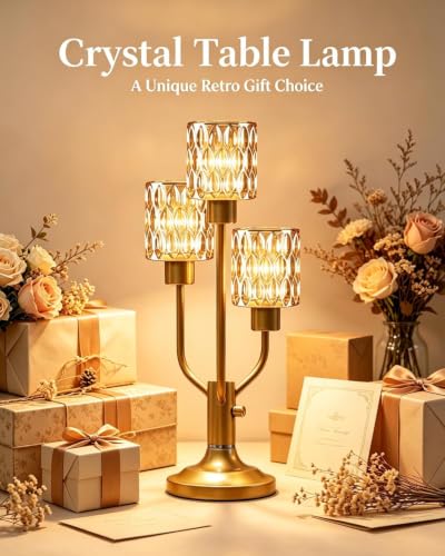 Lightdot Mid Century Modern Table Lamp Glod Glass Dimmable 3 Bulbs Included - color: 19-Gold-Amber-Cylinder