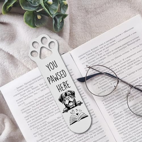FOKCBOCM Rottweiler Bookmark for Dog Lovers, Book Club Gifts for Readers, Bookworm Bookish Nerd - Silver (DX124) - style: Rottweiler Dog