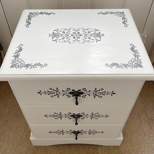 Corner Border Stencils for Crafts, Mexican Flower Floral Lace Furniture Stencils for Painting on Wood Reusable Wood Burning Drawing Art Paint Patterns for Wall Cookie Canvas Floor (Corner) - style: corner