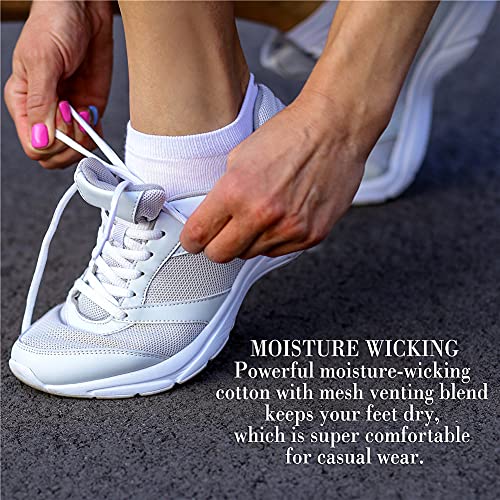 CHARKING 8 Pairs Ankle Socks for Women - Non Slip Cotton No Show Low Cut Casual Socks - color: 03 White/White/White/White/White/White/White/White