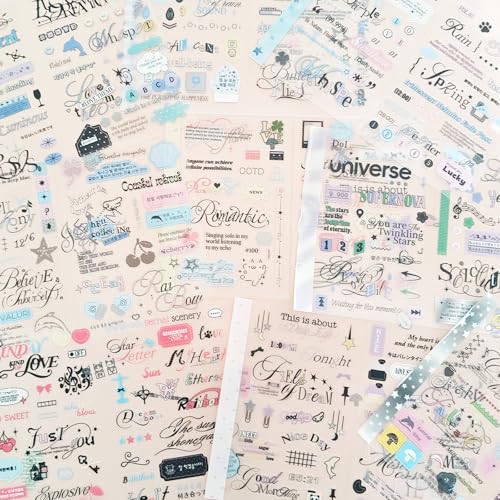 Japanese Stickers Book Set,20 Sheets Kawaii Japanese Scrapbook Stickers for Journaling,Junk Journal,Bullet Journaling,Diary,Scrapbooking Supplies,Calendar(Folded Page Text1) - color: Glimmer