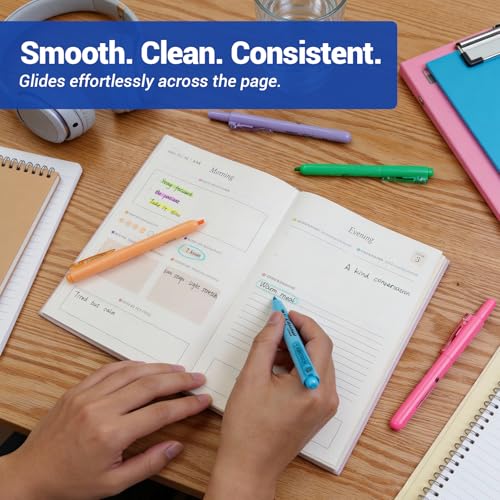 WRITECH Retractable Highlighters Assorted Colors: Chisel Tip Click Aesthetic Highlighter Marker Pens Pack Multi Colored Ink No Bleed Smear for Highlighting Journaling (12ct Neon+Pastel) - color: Neon+Pastel, size: 1 Count (Pack of 12)