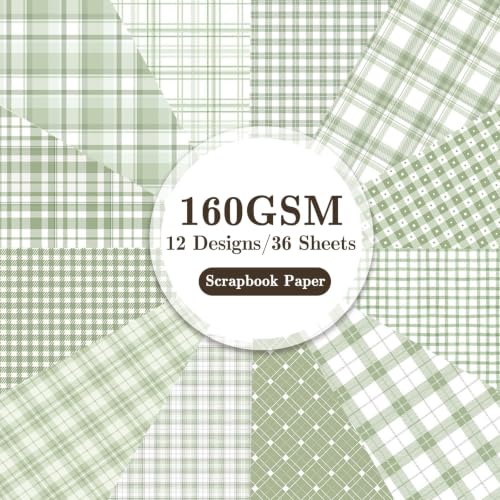 36 Sheets Scrapbook Paper 12x12 In Plaid Patterned Paper (Green) - color: Green
