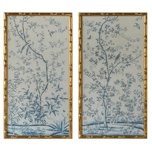 HongFengtang Chinese Rice Paper Print China Flower And Bird Bamboo Frame 19.5 X 35.8 Inches (A) - color: A, size: 35.8"L x 19.5"W