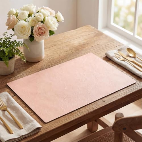Artoid Mode Pink Faux Leather Placemats Set of 4 - color: Pink, size: 12" x 18", Rectangular Set of 4