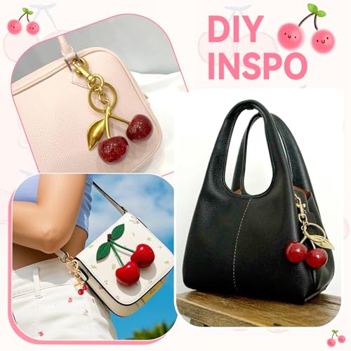 Cherry Bag Charm Cute Cherry Purse Charms Strawberry Keychain Best Gifts - color: A07 2pcs Cherry Charm(mixed Sizes)