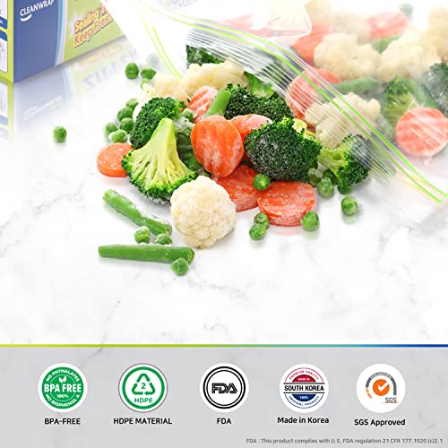 Cleanwrap Food Storage Zip Lock Bags LDPE, BPA FREE, M * 150Pcs & L * 75Pcs - size: 225 Counts (150 Medium)/(90 Large)