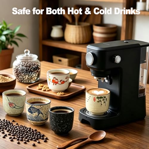 Japanese Tea Cups, 6 Pieces Small Size 6 Oz Ceramic Coffee Cup with Good Heat Retention, Handless Teacup Matcha Mug for Latte, Juice, Gift, Sake or Dessert Wine, Dishwasher Safe