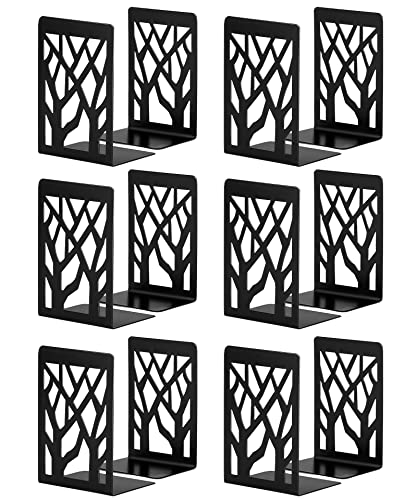 Metal Bookends Black 6 Pair - Heavy Duty Book Stoppers for Shelves - Decorative Book Ends - size: Black-6 Pair
