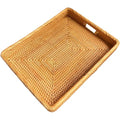 i-lan 17-Inch Large Rectangular Rattan Serving Tray with Handles