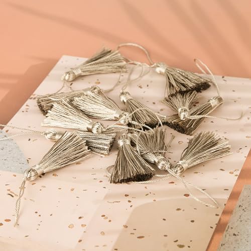 BEL AVENIR 45 pcs Mini Bookmark Tassels 3.75inch Silky Key Tassel - color: Mix Beige