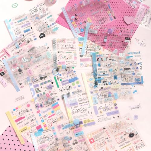 Japanese Stickers Book Set,20 Sheets Kawaii Japanese Scrapbook Stickers for Journaling,Junk Journal,Bullet Journaling,Diary,Scrapbooking Supplies,Calendar(Folded Page Text1) - color: Glimmer