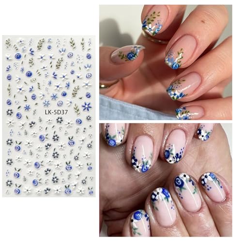 Blue Nail Stickers for Nail Art 5D Nail Decals for Women - color: Colorful-18