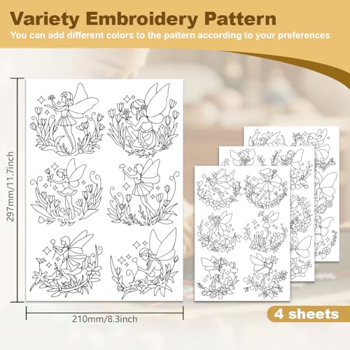 4 Sheets Dancing Fairy Stitch Stabilizer 8.3" x 11.7"