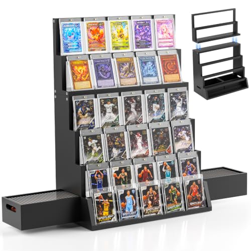 Detachable 6-Tier Card Display Stand Case&Shelf With Cards Storage Box - size: 35 Card-Black