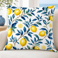 Lemon Branch Pillow Cover Blue Leaf Botanical Citrus Coastal Decor 18x18 - color: Yellow Lemons