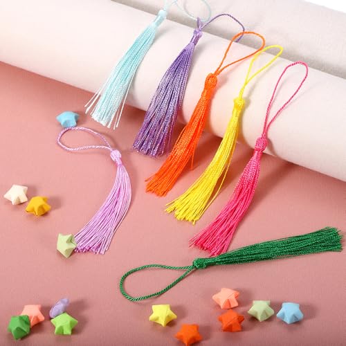 Bookmark Tassels - 20Pcs 13cm/5" Silky Soft Mini Tassel with Loops for Keychain Graduation Handmade DIY Craft Accessory, Milky White