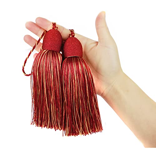 2Pcs Key Tassel with Loop DIY Handmade Craft Accessories - color: Mix Red