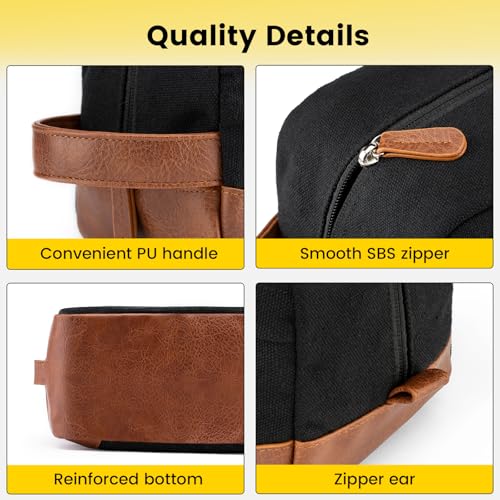 Vorspack Canvas Travel Toiletry Bag for Men, Medium, Black - color: Black, size: Medium