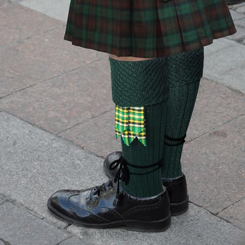 DSS KILTS-Kilt Hose, Tradional Scottish Kilt Scocks Wool Blend, Bubbled Design Kilt Socks for USA Shoe Sizes - color: Green, size: Large