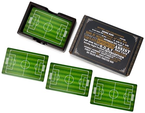 Soccer Field Ceramic Coasters with Holder. Absorbent Coaster for Drinks, Coaster Set, Table Coaster. Gift for Men, Football Decorations, Party Favors - color: Soccer