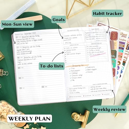 Legend Planner Undated, Weekly & Daily Goal Journal, A5 Rose Gold - color: Rose Gold (Undated), size: A5 (5.5'' x 8.3'')