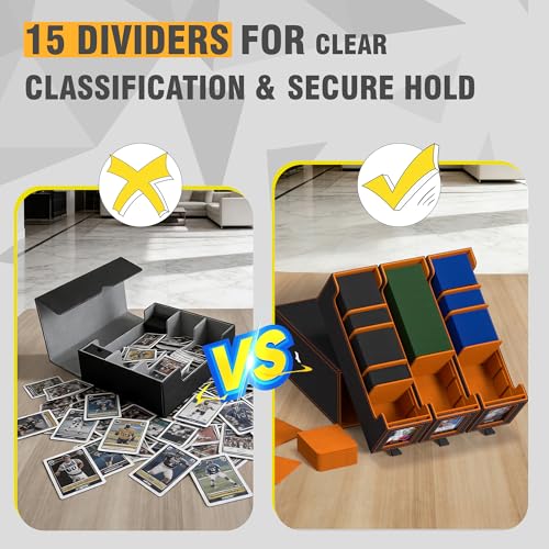 3-Drawer Trading Card Storage Box Holds 2500+ Cards(Orange) - color: Orange
