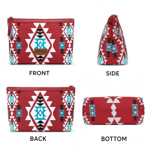 Wrangler Travel Makeup Bag Large Waterproof Cosmetic Bag for Women - color: Red