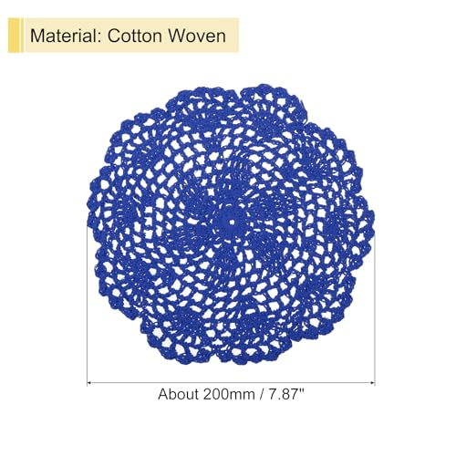uxcell Crochet Doilies Round Lace Placemats 8" Bright Blue 8Pcs - color: Bright Blue