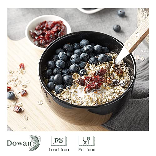 DOWAN 5.8" Deep Soup Bowls & Cereal Bowls - 30 Ounces Large Bowls Set of 4 for Kitchen - Ceramic Bowls for Cereal, Soup, Oatmeal, Salad, Ramen, Noodle, Rice - Dishwasher & Oven Safe (Black) - color: Black