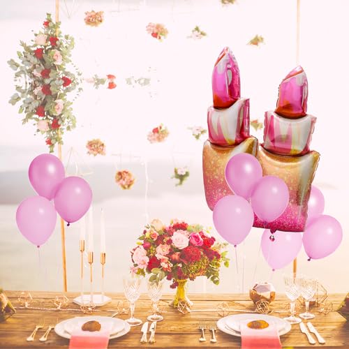 6 Pack Red Lipstick Balloon Lip Stick Kiss Bow Balloon SPA Makeup Supplies - style: Lipstick