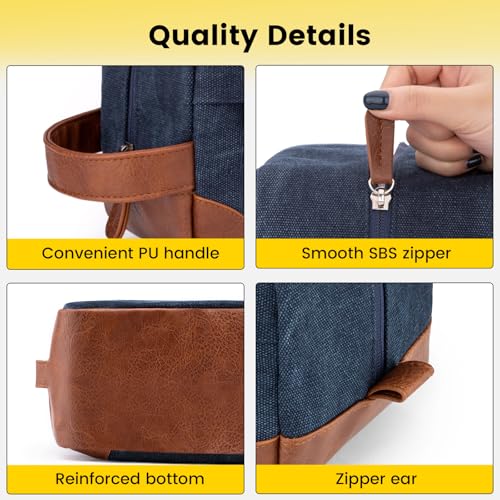 Vorspack Canvas Travel Toiletry Bag for Men, Large, Navy Blue - color: Navy Blue, size: Large