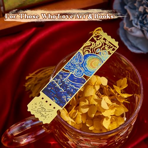 4 PCS Metal Bookmark with Tassel, Van Gogh Book Marker for Reading - style: Stamp Oil-Painting