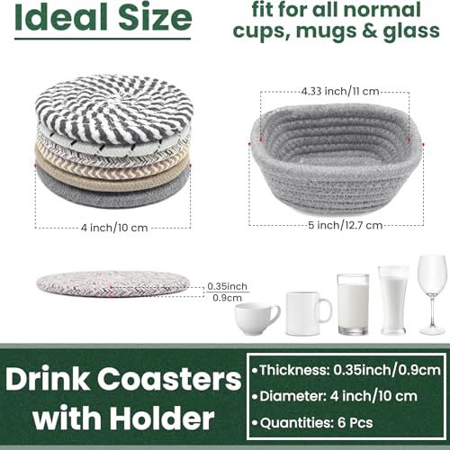 Drink Coasters with Holder, Set of 6 - color: Mix Color
