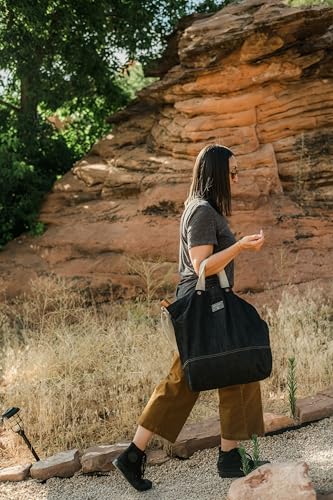 Barebones Neelum Large Waxed Canvas Tote Bags - Heavy Duty Canvas Bag and Reusable Grocery Bag - size: Oversized Tote (26L), style: Waxed Denim