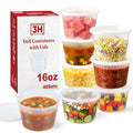 16oz Deli Containers with Lids (48 Sets) Plastic Pint Containers With Lids, BPA Free Microwave Safe Leakproof Stackable Freezer Containers With Lids for Overnight Oat, Food Storage - size: 16 oz - 48 Sets