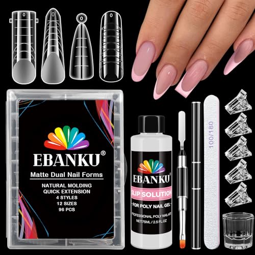 EBANKU Poly Gel Nail Forms - 96PCS Dual Forms for Builder Nail Extension - color: 4 Shapes Set