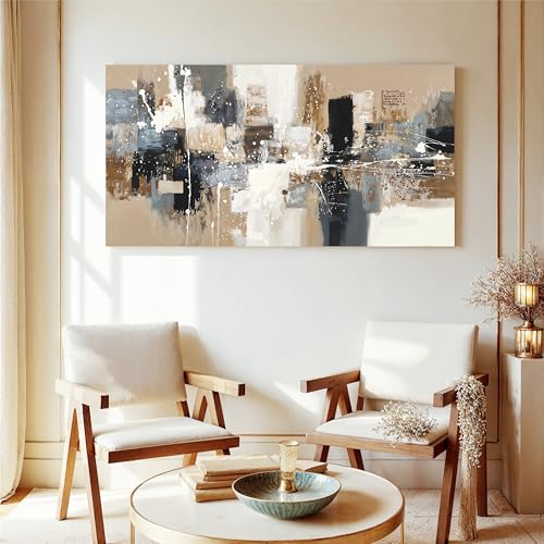 Modern Abstract Brown Canvas Wall Art Decor Prints For Living Room 24"×48" - color: LAI-12F, size: 48"L x 24"W