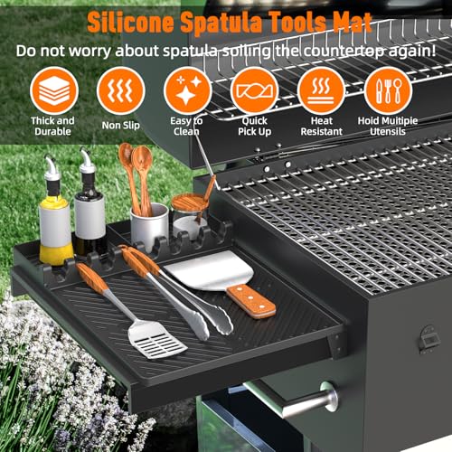 Silicone Grill Mat Compatible with Blackstone, Black - color: Black