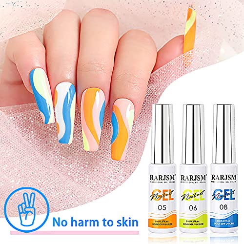 RARJSM Painted Gel Nail Polish Set, Line Art Gel 12 Colors Neon Pink Yellow Green Glitter Silver Gold Nail Art Painting Manicure Tools DIY Drawing NailGel for Line U V L E D Required - color: Pink