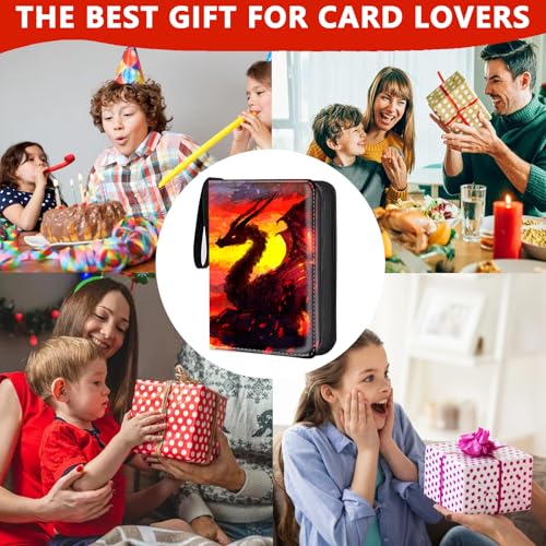 4 Pocket Trading Card Binder, Holds 400 Cards, Zipper Binder - color: Ice Fire Dragon